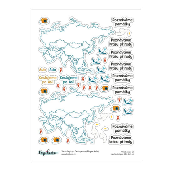 Samolepky - Cestujeme (Mapa Asie) - Image 2